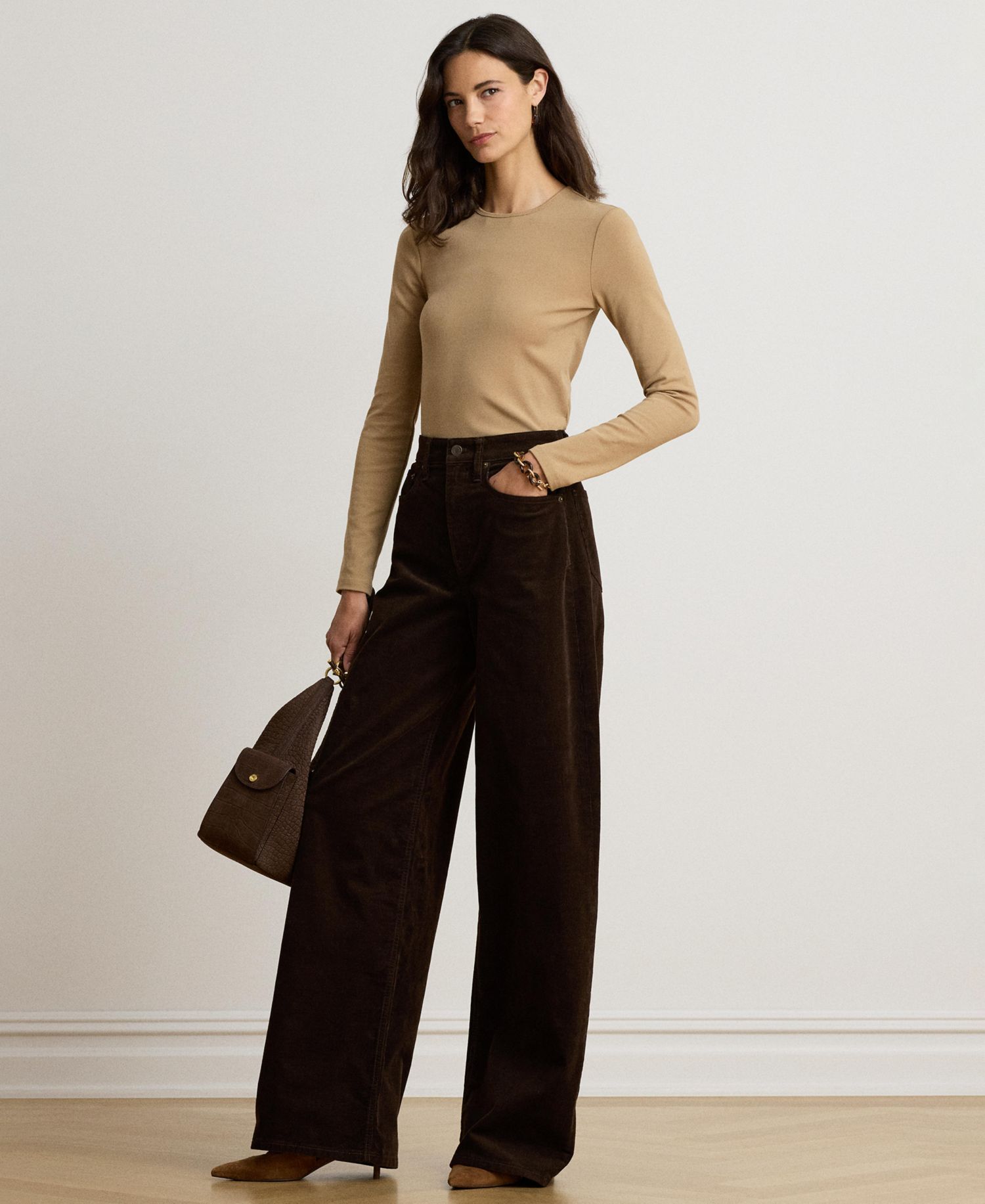 Cotton-Blend Long-Sleeve Top