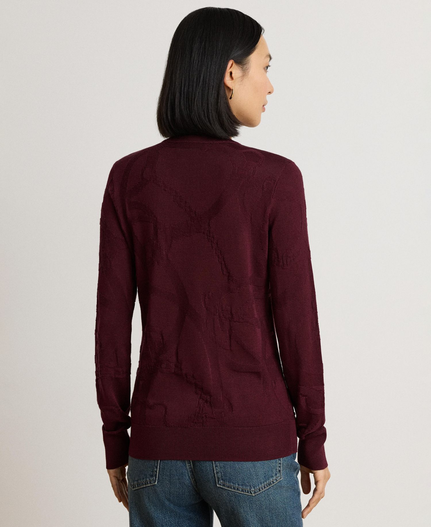 Women's Belting-Motif Slim-Fit Cotton-Blend Sweater