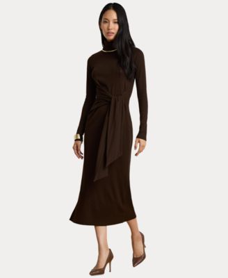 Women's Tie-Front Turtle Neck Dress