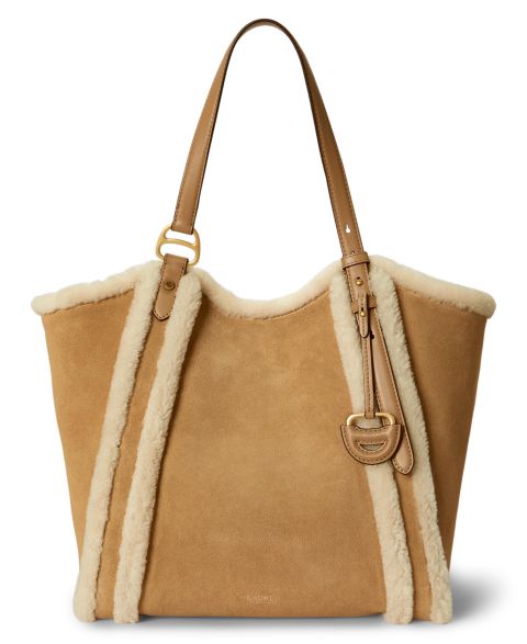 Женская сумка Lauren Ralph Lauren Tasha Extra-Large Sherpa-Trim Suede, цвет: Верблюжий / Натуральный