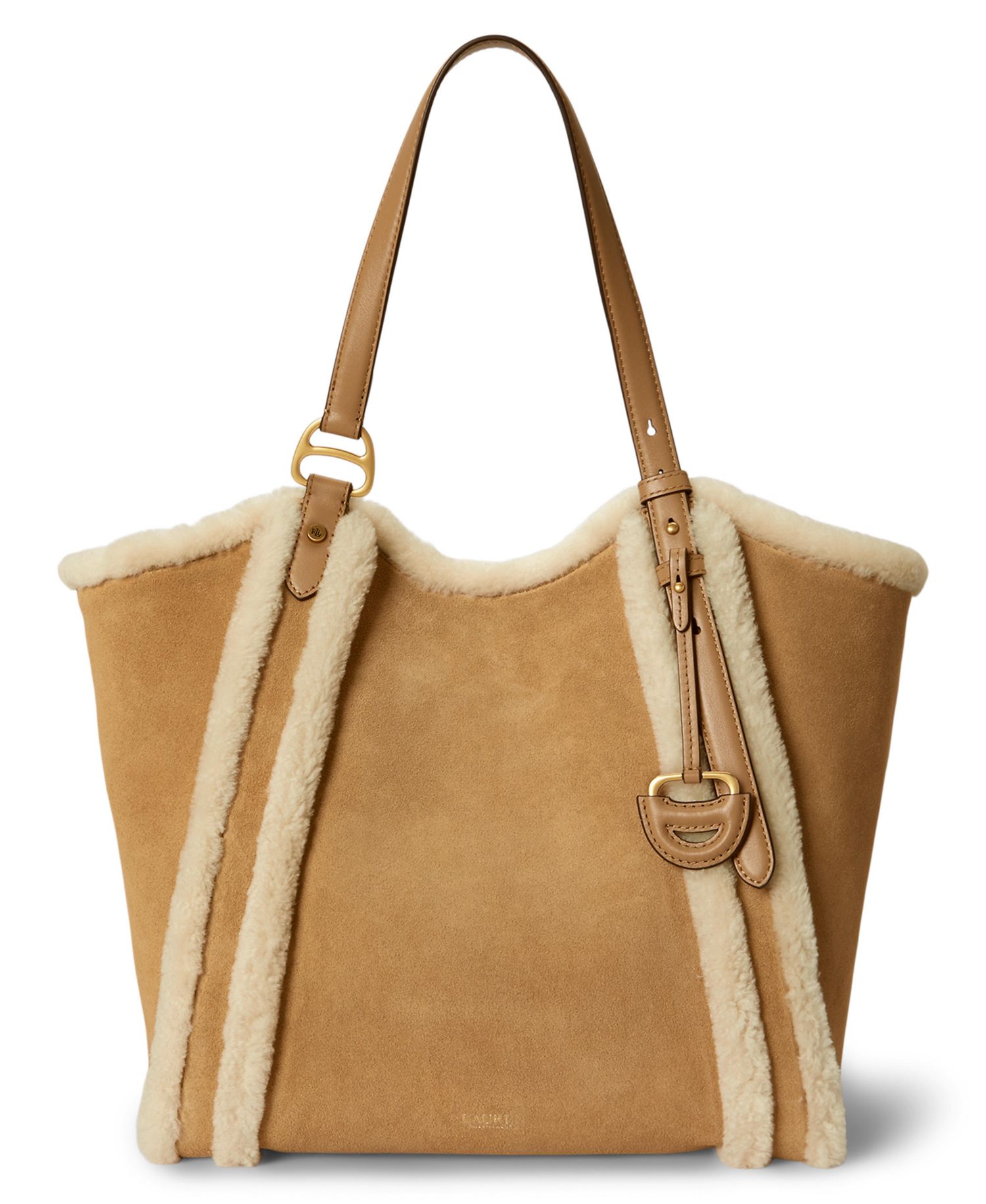 Tasha Extra-Large Sherpa-Trim Suede Tote Bag