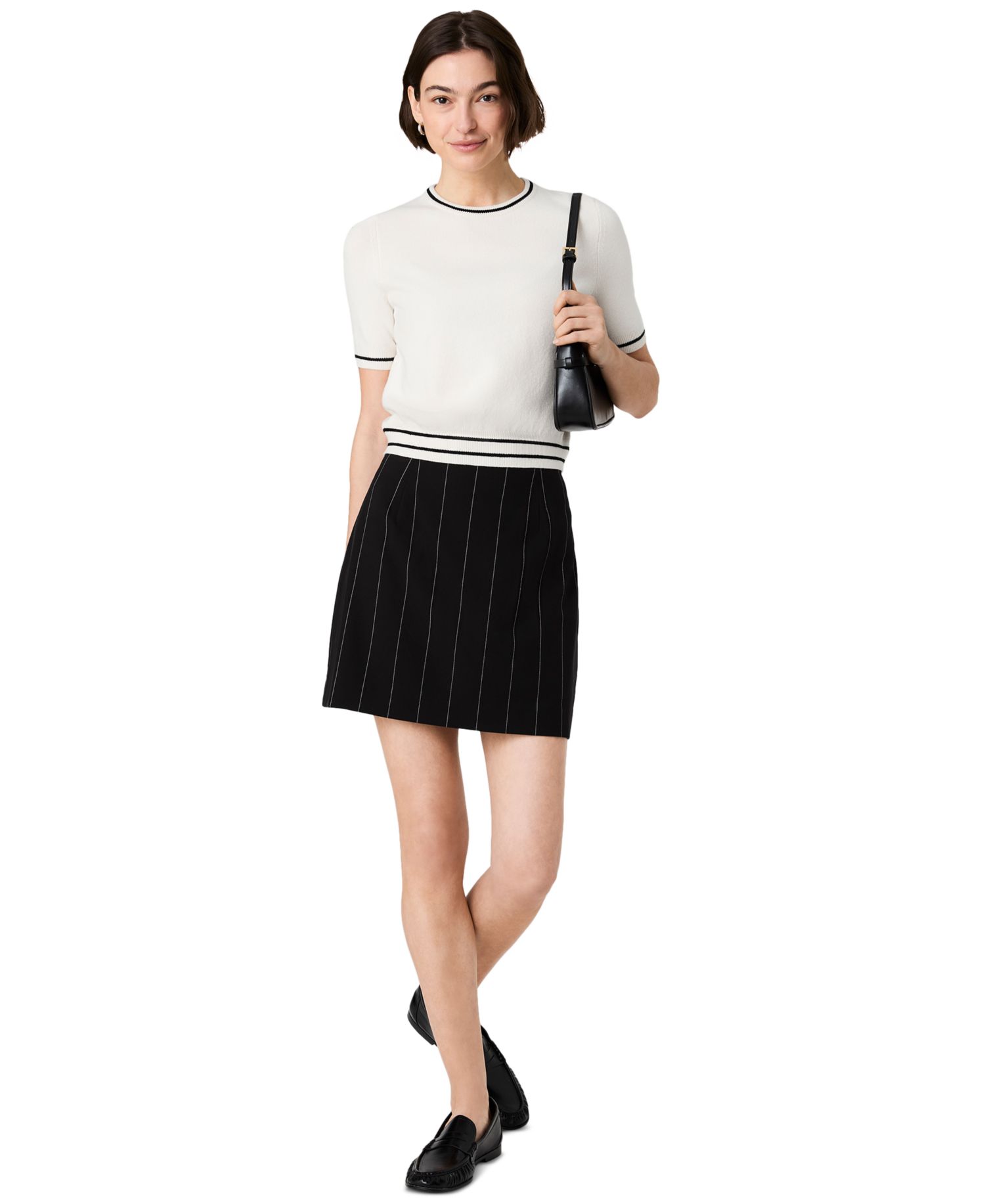 Women's Wide Pinstripe Mini A-Line Skirt