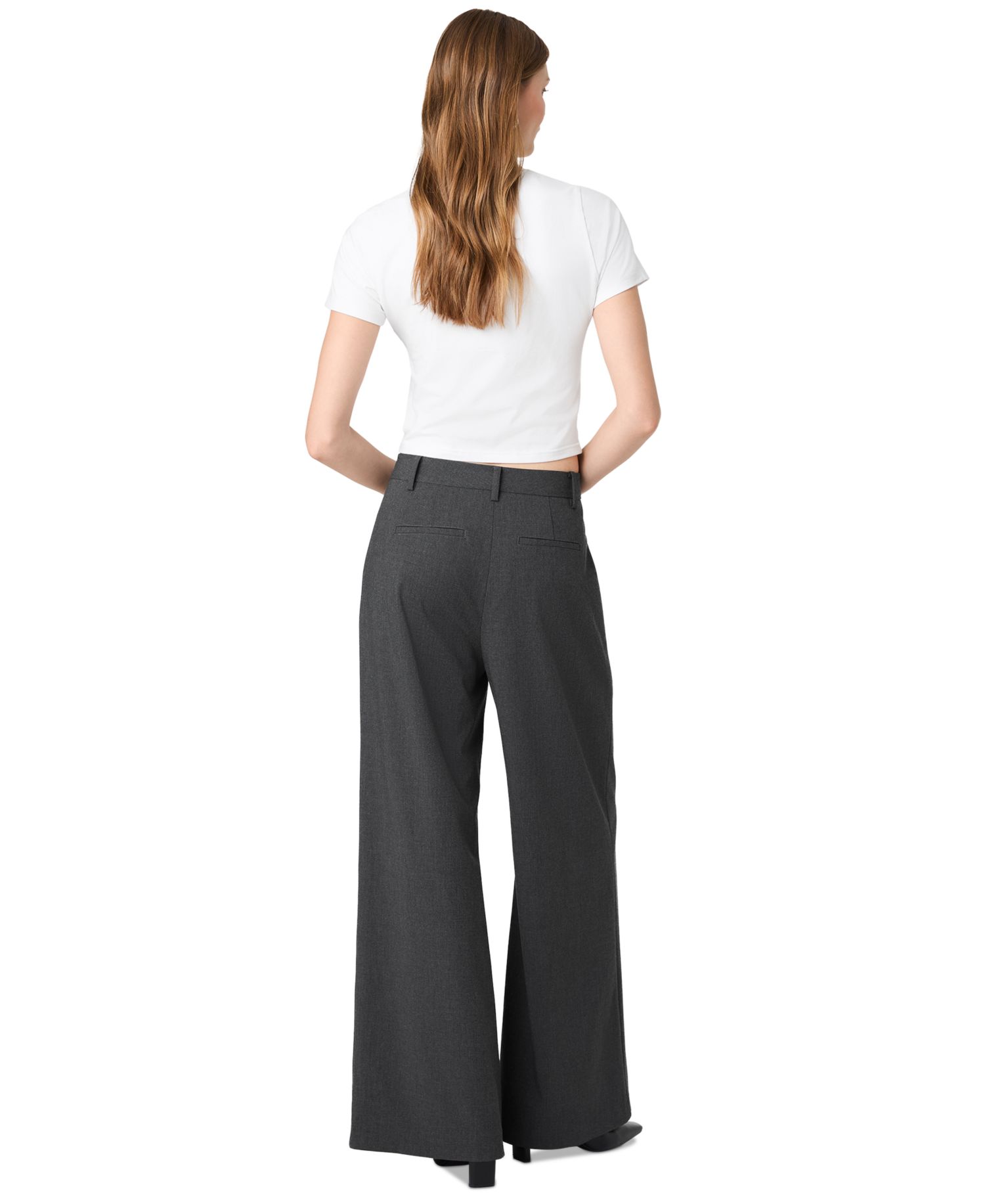 Women's Tavi Crosshatch Suiting Pleated Wide-Leg Trousers