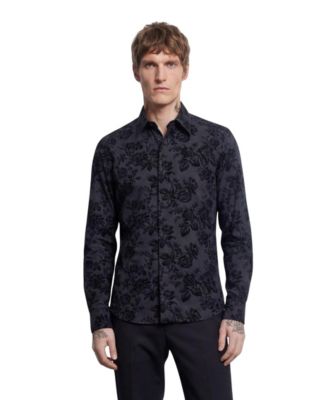 Men's Armada Slim Fit Floral Flocked Shirt