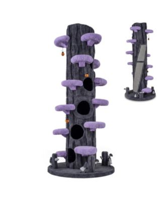90.5 Inch Tall Multifunctional Cat Tree with Private Condos and Wide Top Perch