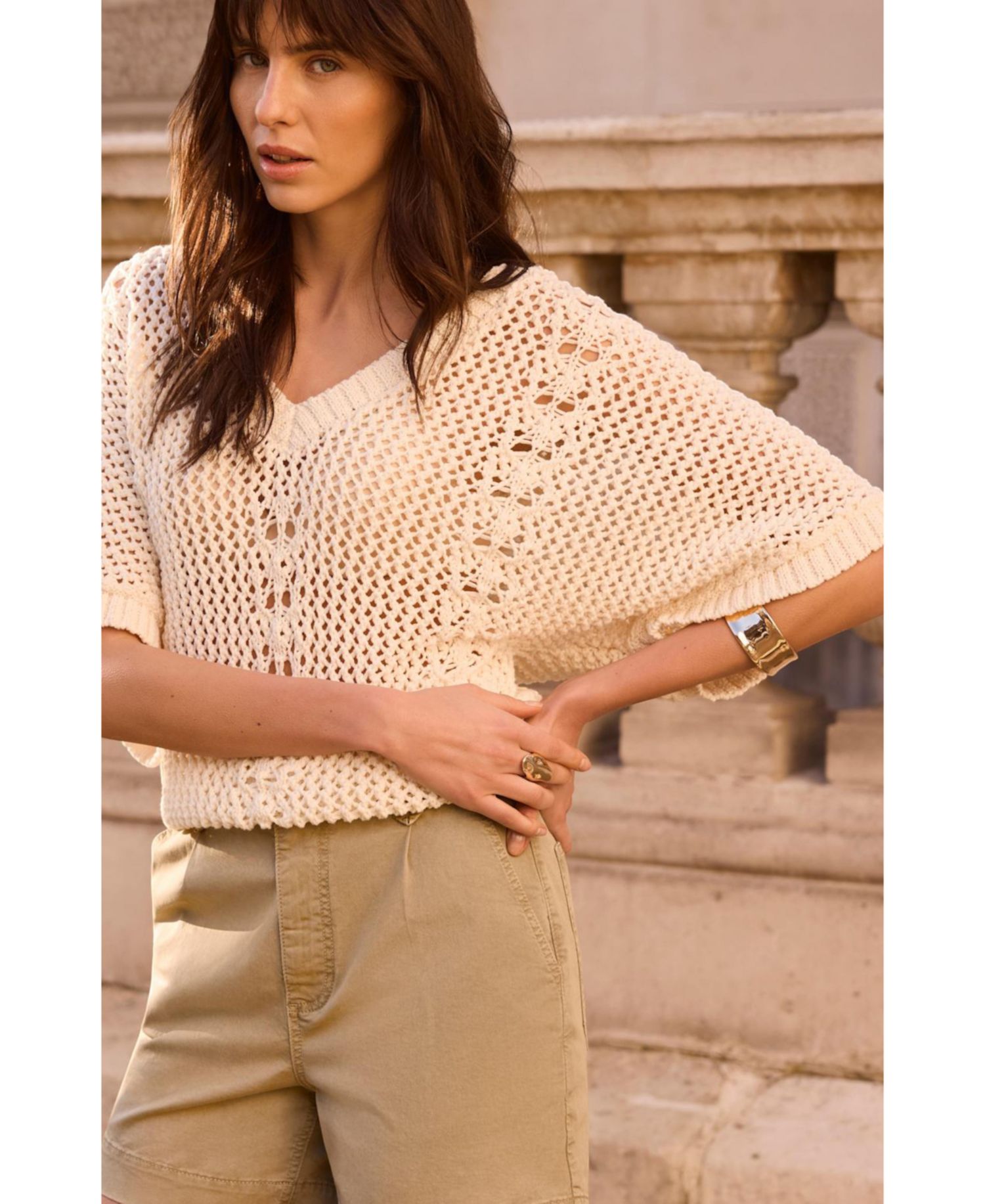 Women's Open Knit Crochet Top