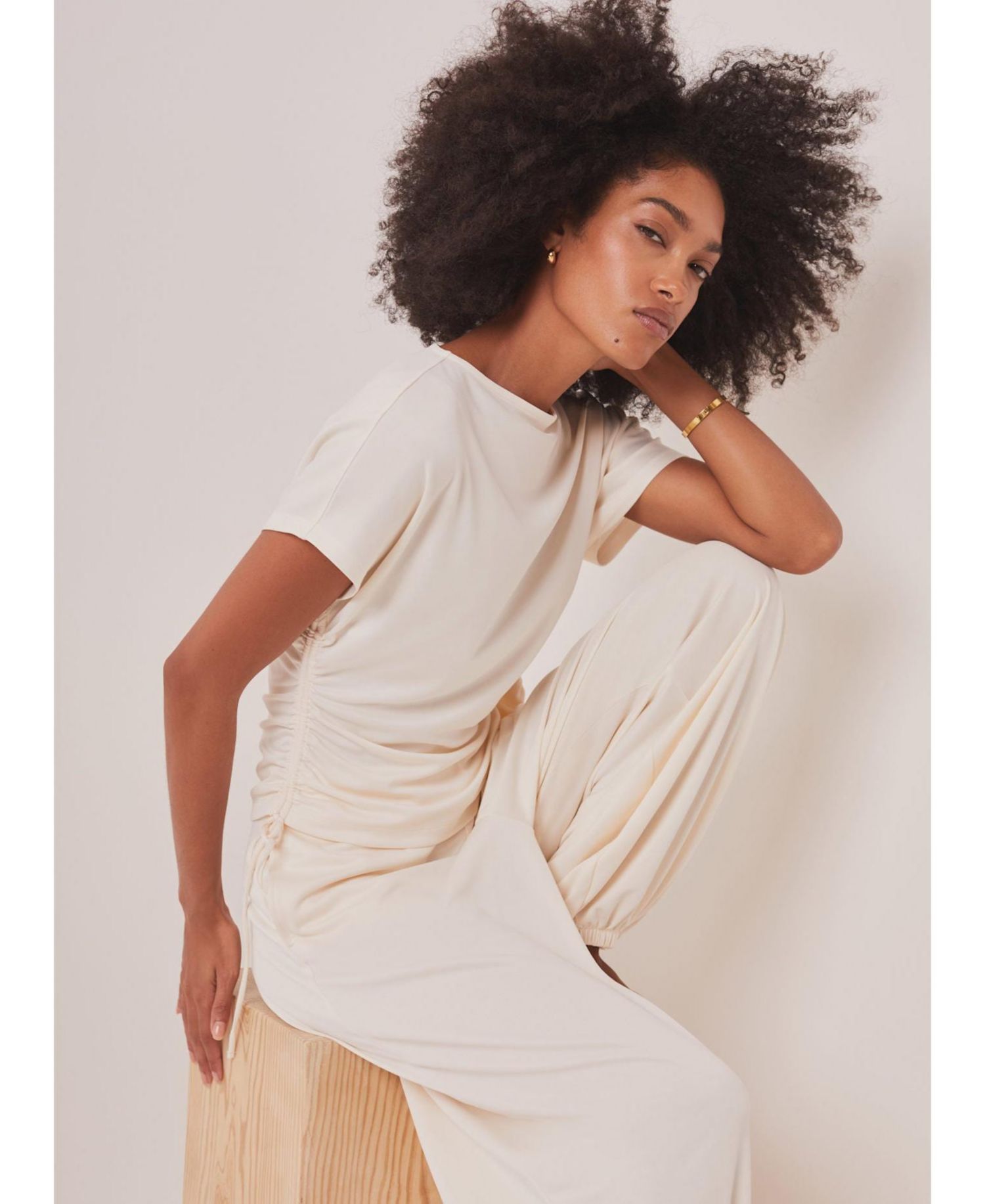 Women's Jersey Ruched Tie Detail Top