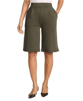 Women's High-Waisted Pleated Bermuda Shorts, 12" Inseam