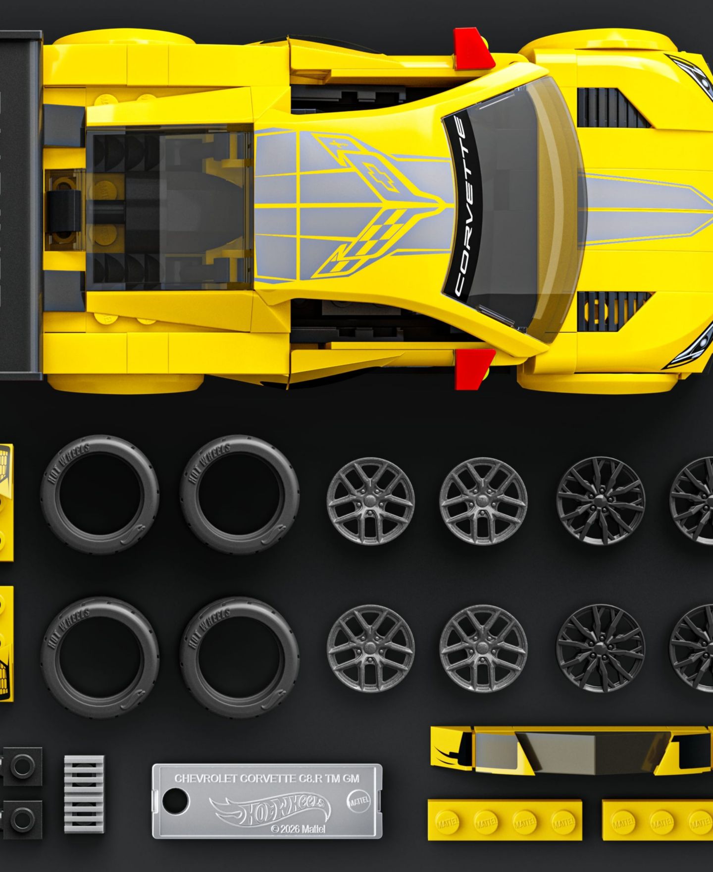 Детский конструктор Mattel Brick Shop Hot Wheels 1:32 Scale Customizable '20 Corvette C8.R 261-Piece Building Set, Ages 10+ — фото 4