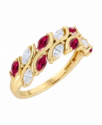 Lab-Grown Ruby (1/2 ct. t.w.) & Lab-Grown Diamond (1/2 ct. t.w.) Ring in 14k Yellow Gold (Also available in Lab-Grown Emerald and Lab-Grown Sapphire)