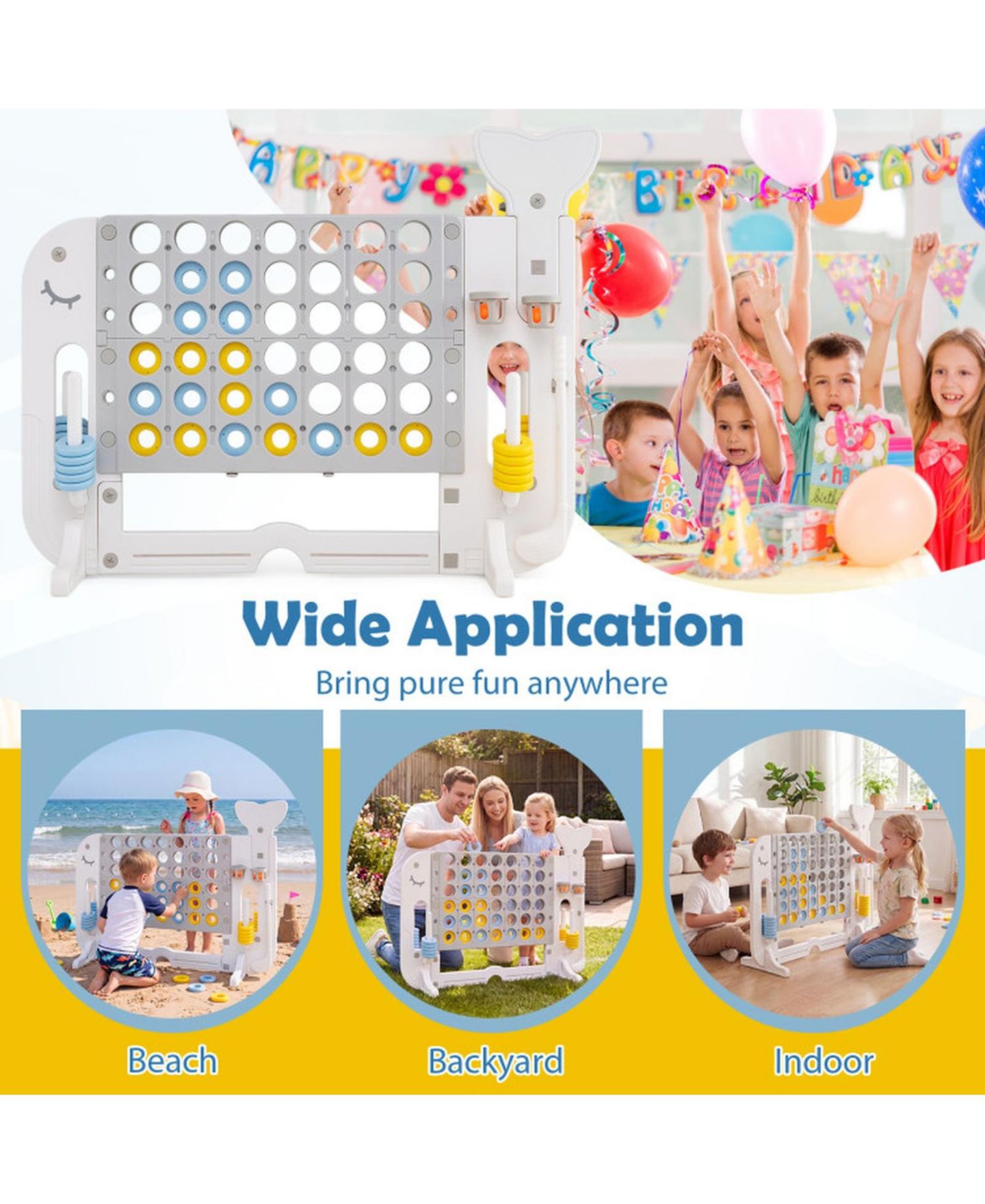 Детские игрушки SUGIFT 4-in-1 Giant 4-to-Score Yard Game Set, Adjustable Height, 55" x 18.5" x 42.5", Ages 5+, цвет: Серый — фото 7