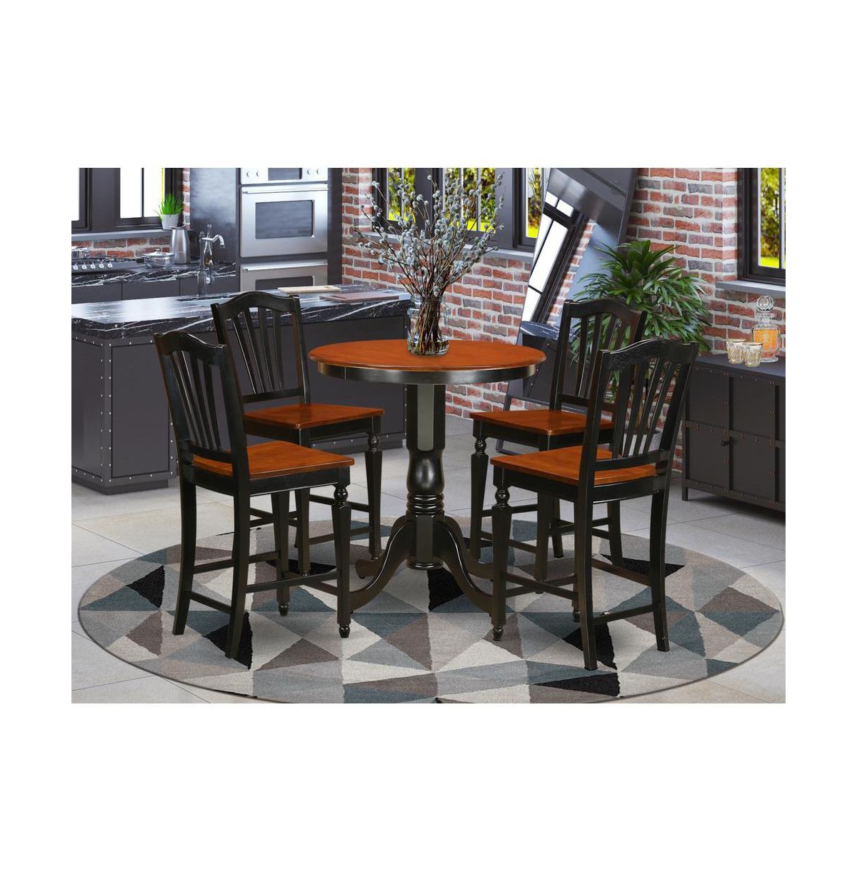East West Furniture 5 Pc counter height pub set-pub Table and 4 bar stools