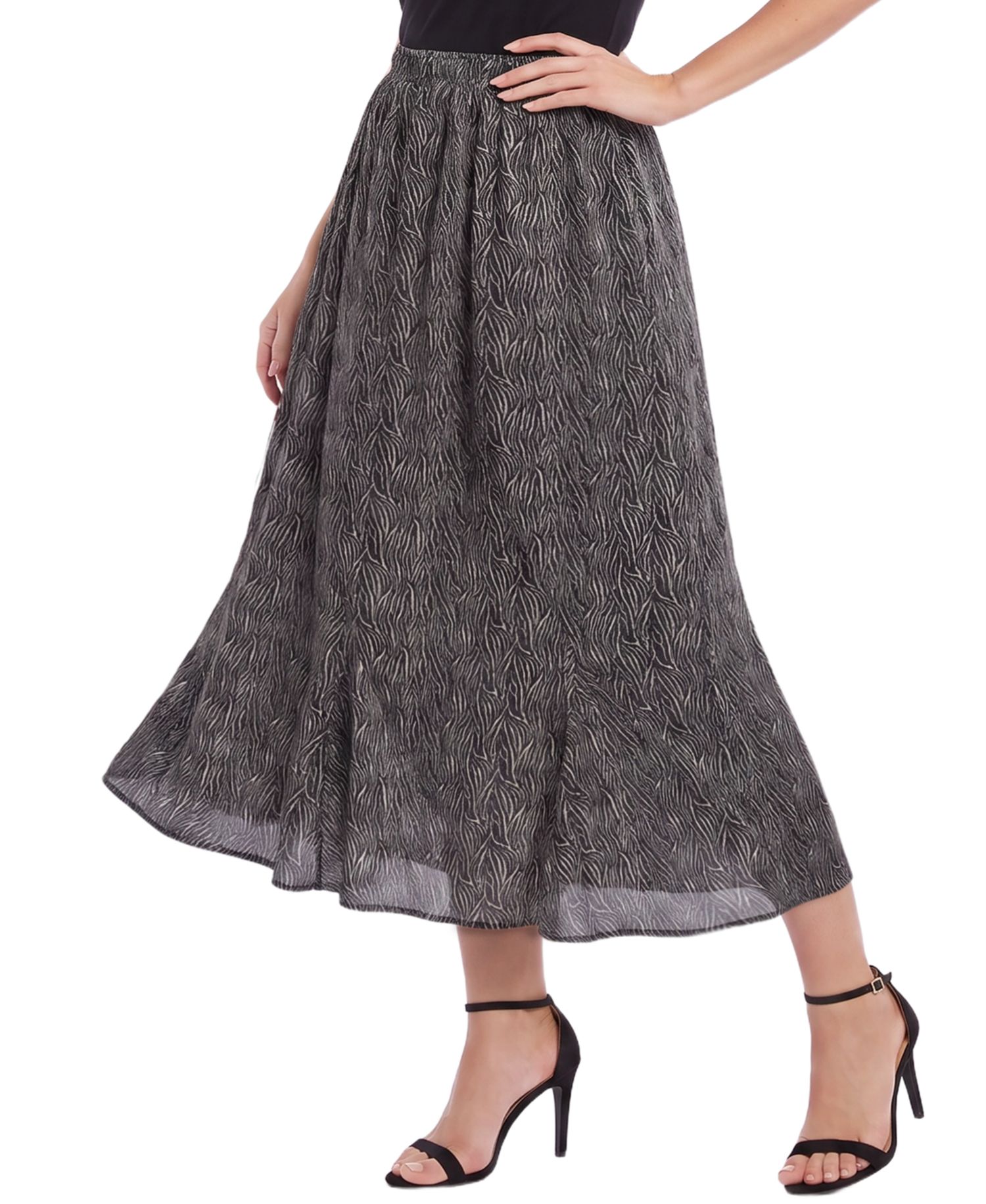 Petite High-Waisted Midi A-Line Skirt