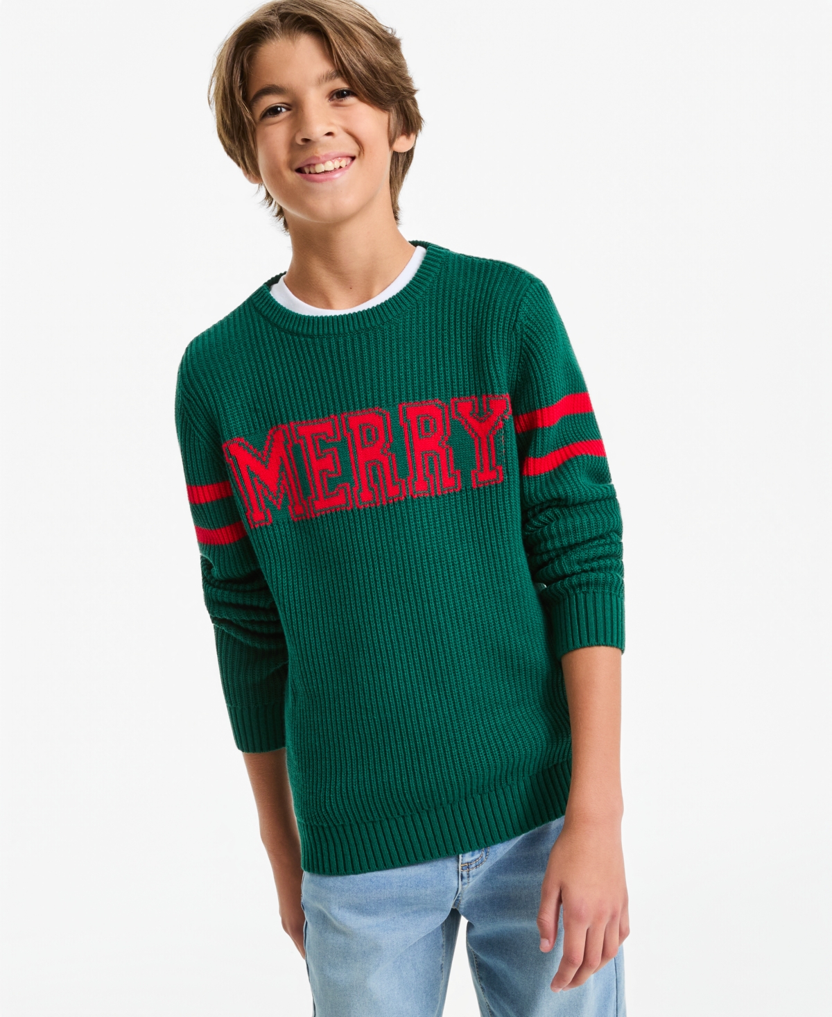 Epic Threads Boys' 4-20 Merry Elf Intarsia-Knit Long-Sleeve Crewneck Cotton-Blend Sweater, Macy's Exclusive