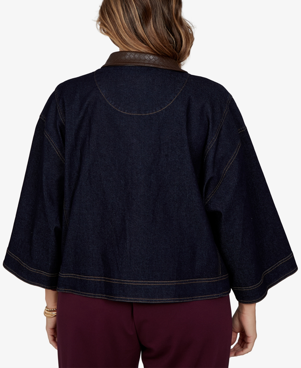 Ruby Rd. Plus Size Stretch 3/4-sleeve Denim Jacket In Black