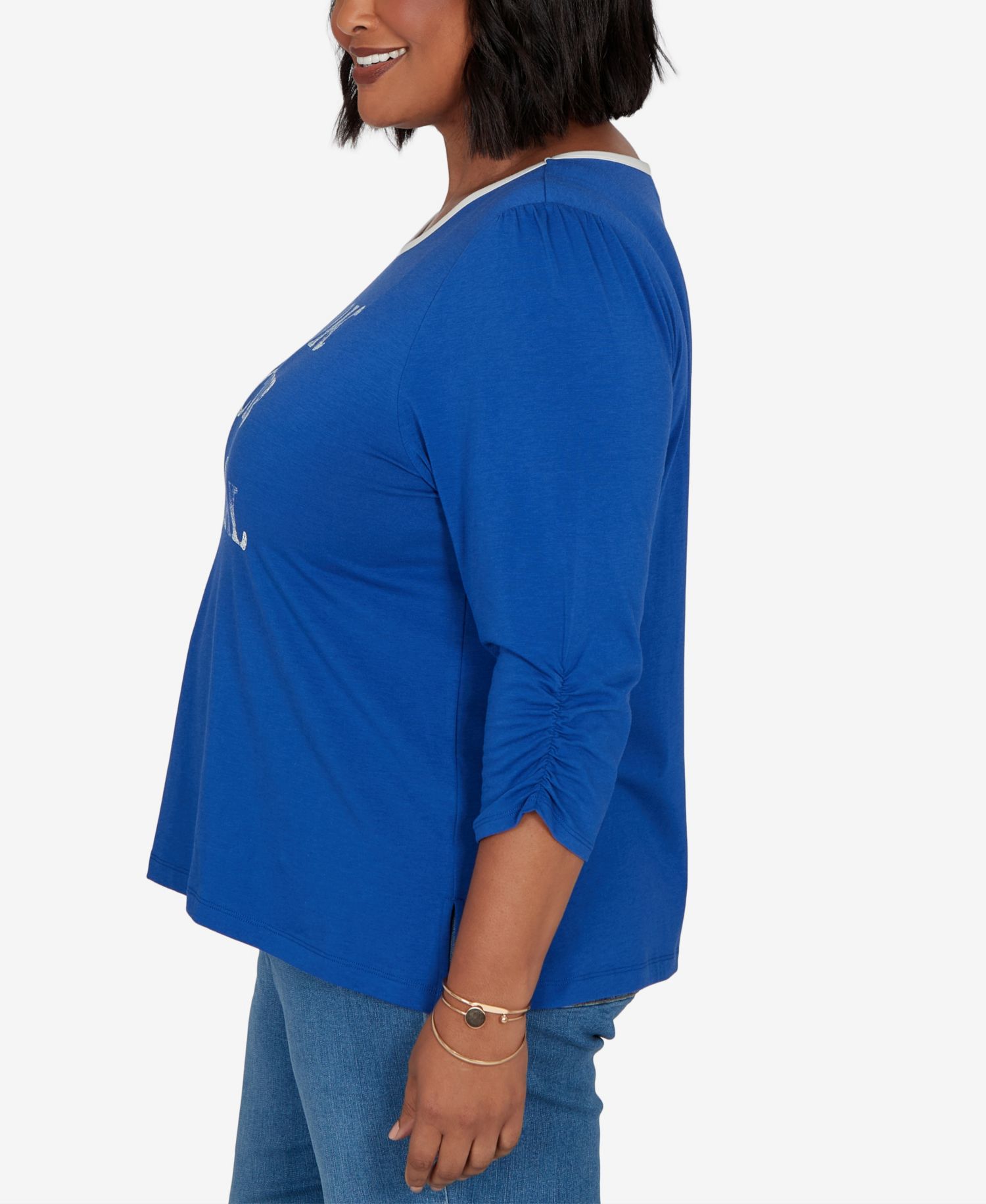 Plus Size Book Club Graphic Crewneck 3/4-Sleeve T-Shirt