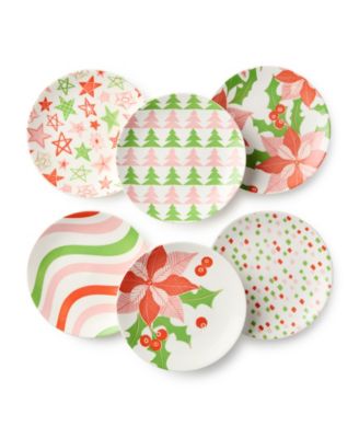 Scarlet Ribbon Canape Plates, Set of 6