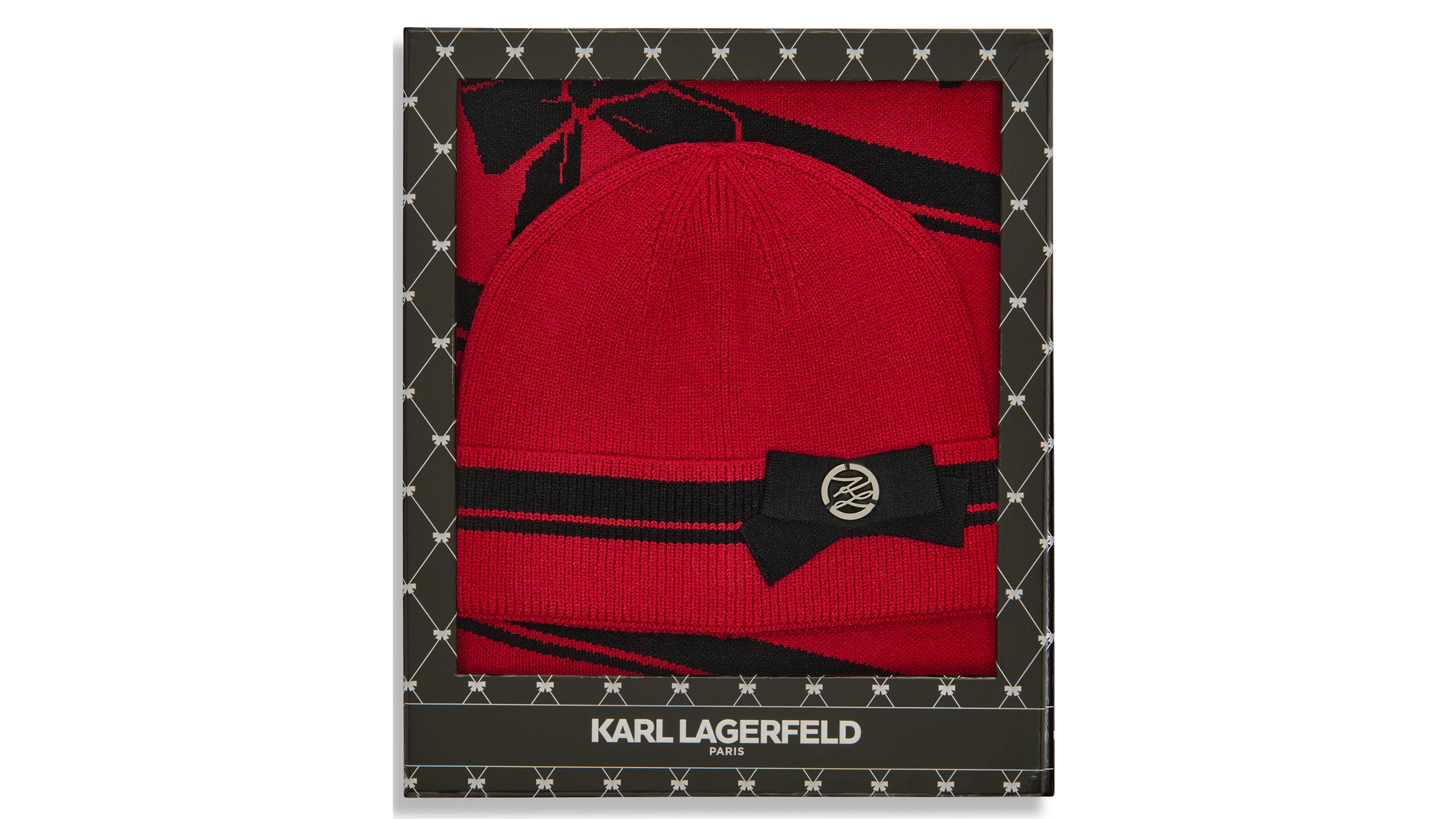 Karl Lagerfeld Paris 3D Bow Hat & Scarf, 2-Piece Gift Set