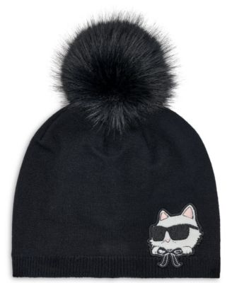 Cozy Cat Faux-Fur Pom Beanie Hat