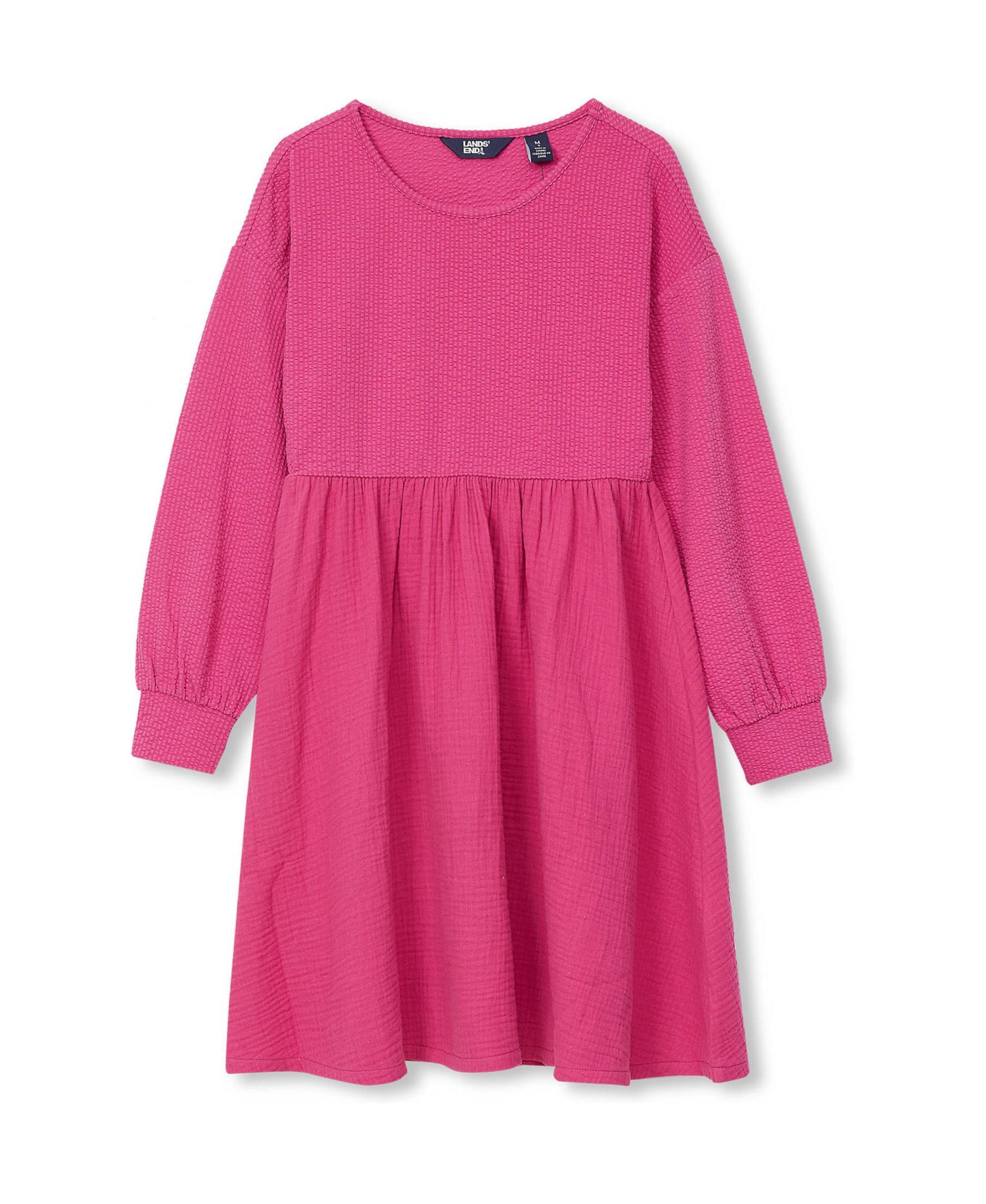 Girls Long Sleeve Ribbed Dress