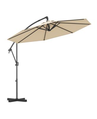 10 Feet Offset Hanging Umbrella with Base and Infinite Tilt