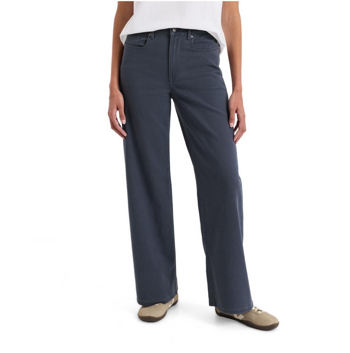 Pact Women's Organic Cotton All-Day Twill Wide Leg Pant - Steel blue