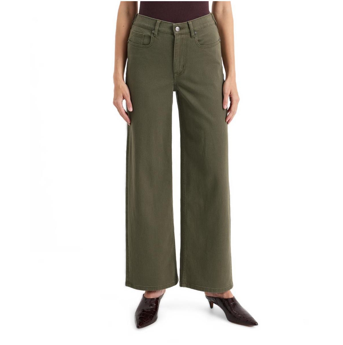 Pact Women's Organic Cotton All-Day Twill Wide Leg Pant - Dusted green