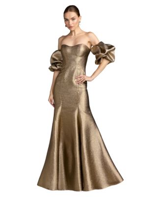 Women's Off-the-Shoulder Metallic Mermaid Gown