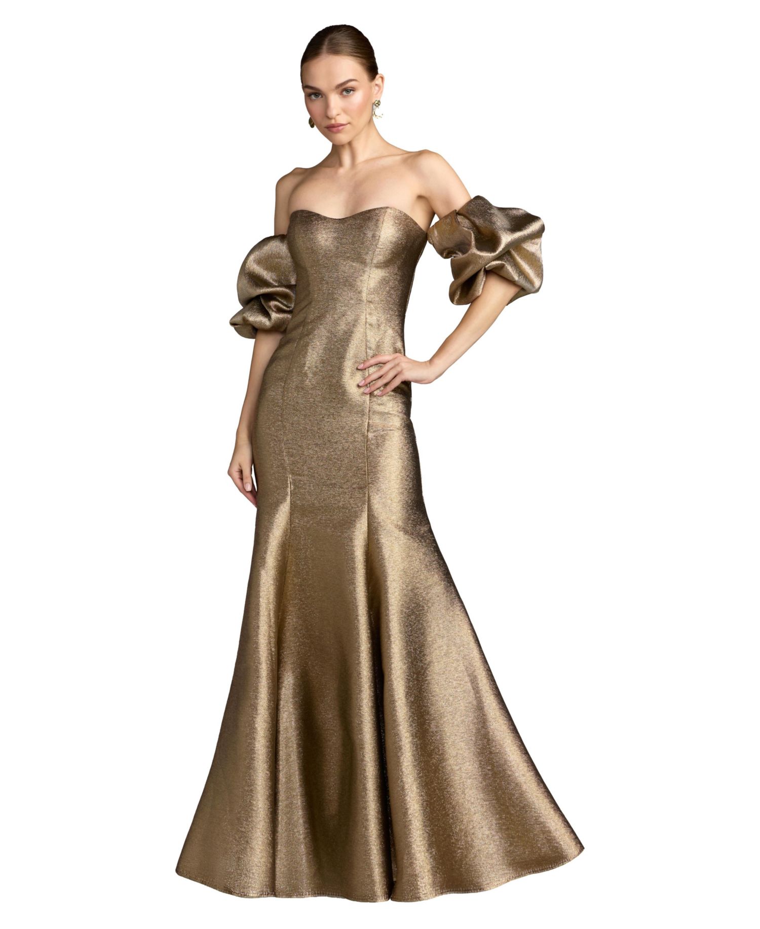Women's Off-the-Shoulder Metallic Mermaid Gown