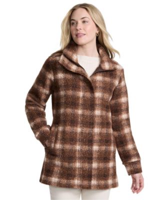 Women's Boucle-Fleece Zip-Up Coat