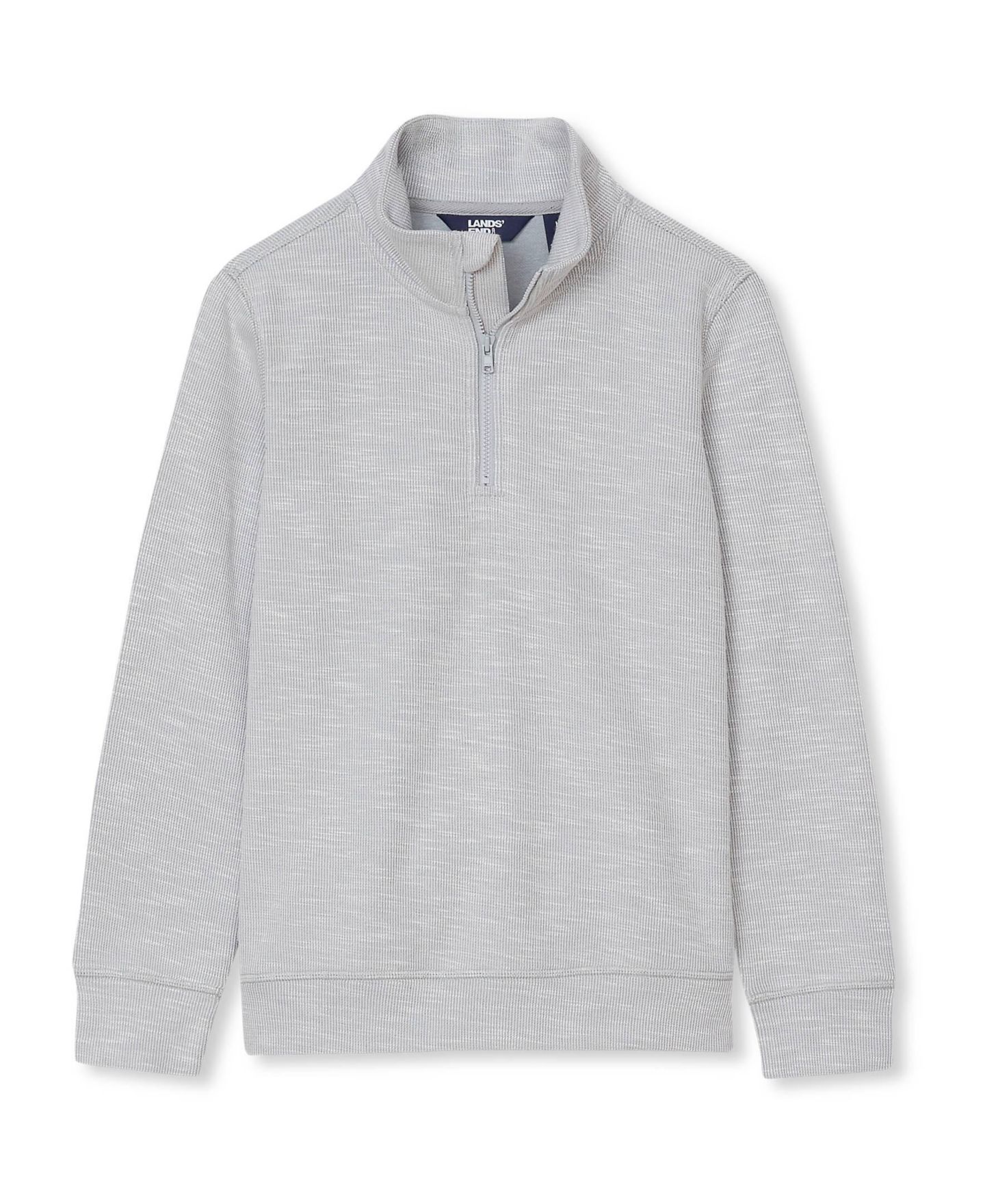 Свитер Lands' End Quarter Zip Slub для мальчиков, цвет: Серый меланжевый — фото 1