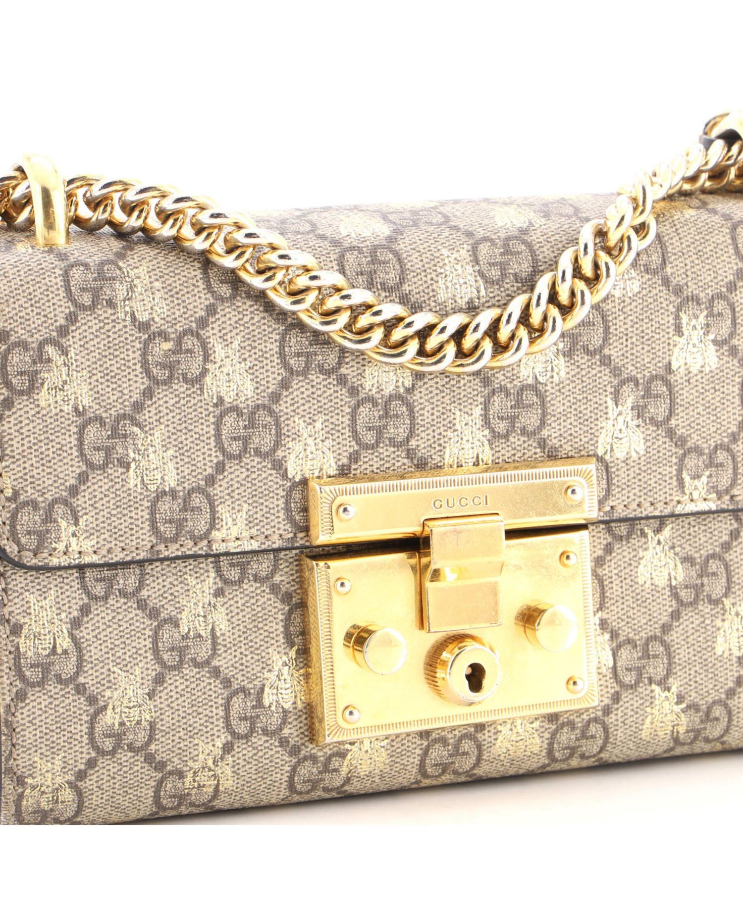 Small Padlock Shoulder Bag Printed GG Coated Canvas