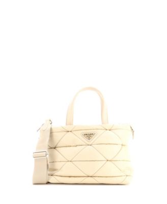 Mini Padded Tote Bag Quilted Re-Nylon with Leather