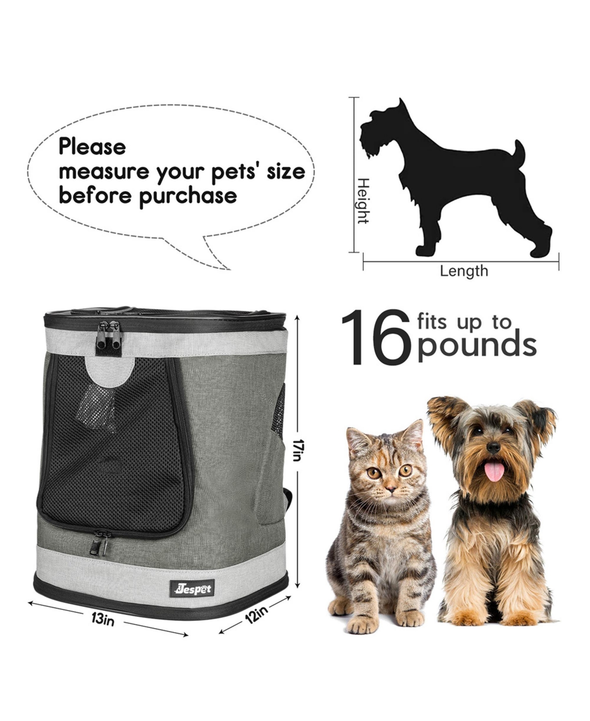 Jespet Pet Soft Backpack Carrier: 13