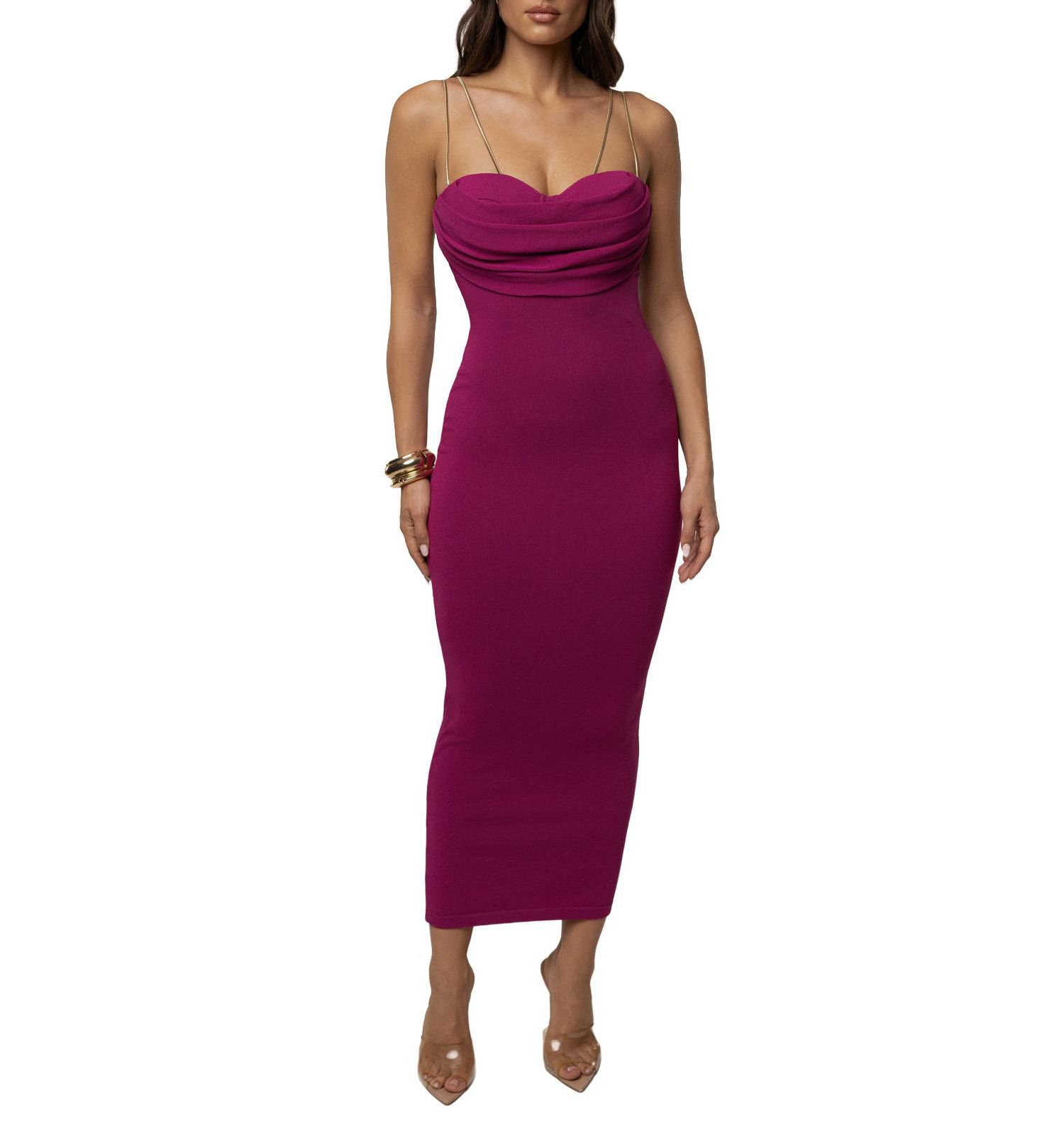 Women's La Lune Drape Cowl-Neckline Sleeveless Midi Dress