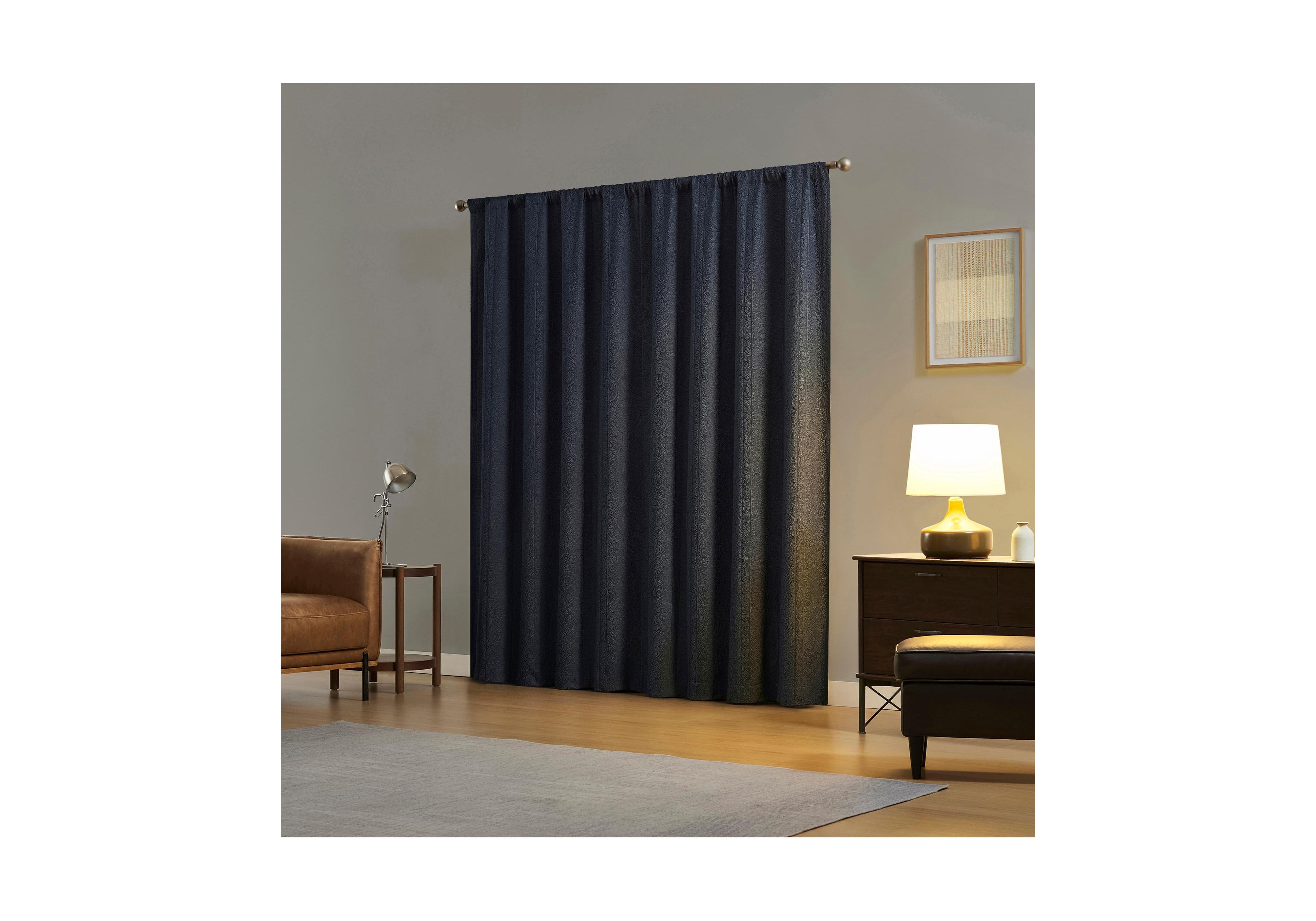 Sun Zero Medina Woven Damask Medallion Blackout Rod Pocket Curtain Panel Pair