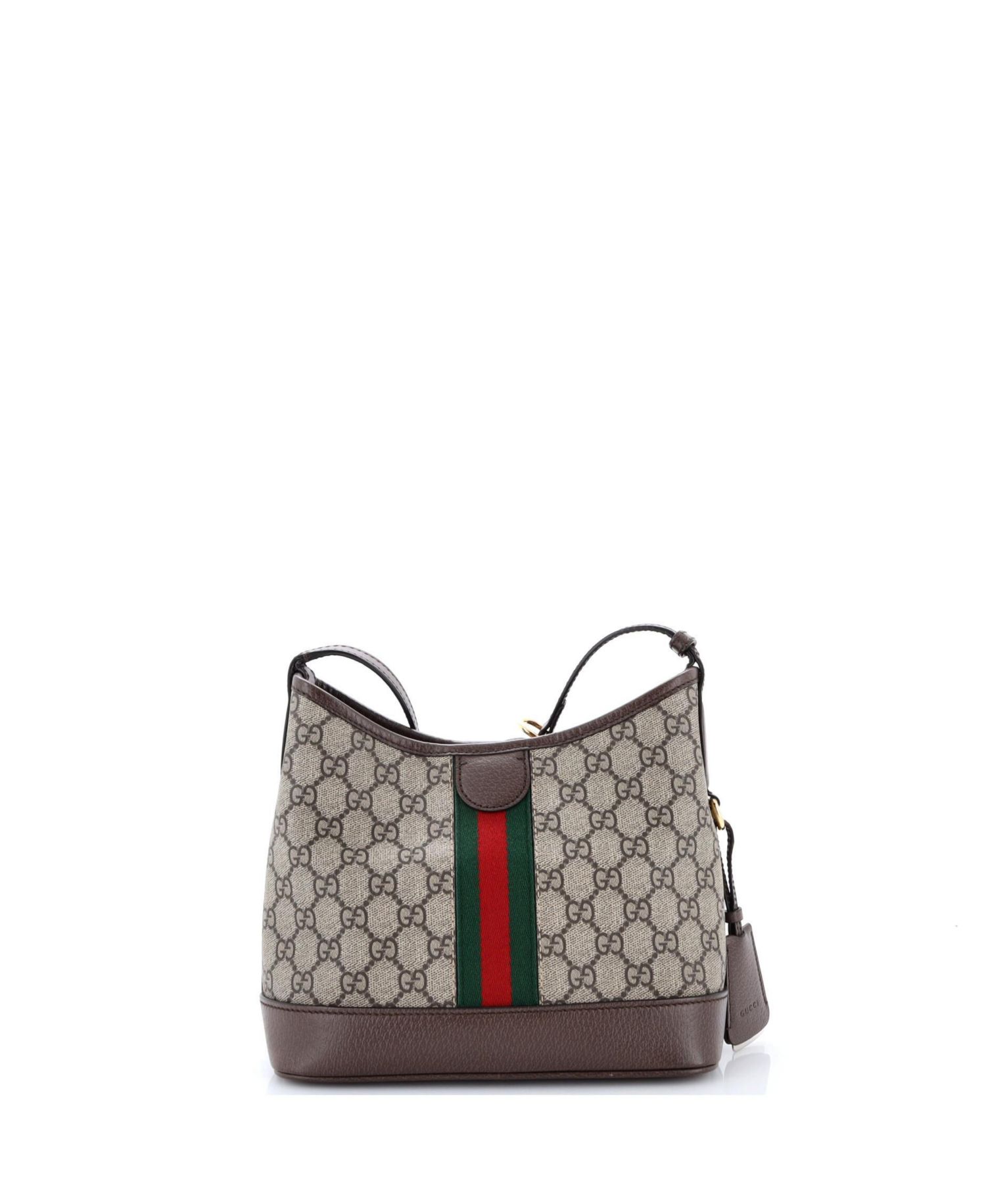 Small Ophidia Open Bucket Bag GG Coated Canvas with Leather