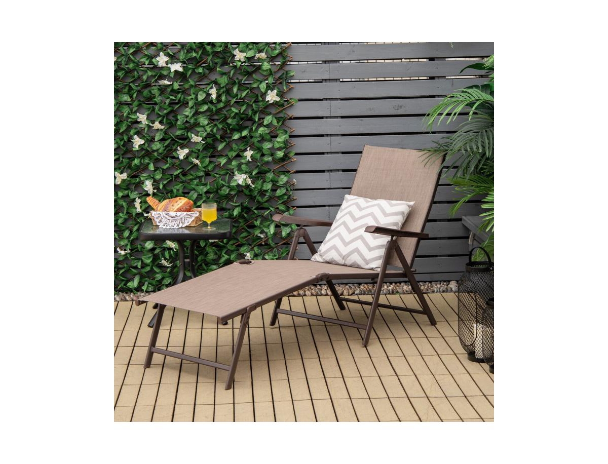 Boyel Living 2 Pieces Foldable Chaise Lounge Chair with 2-Position Footrest