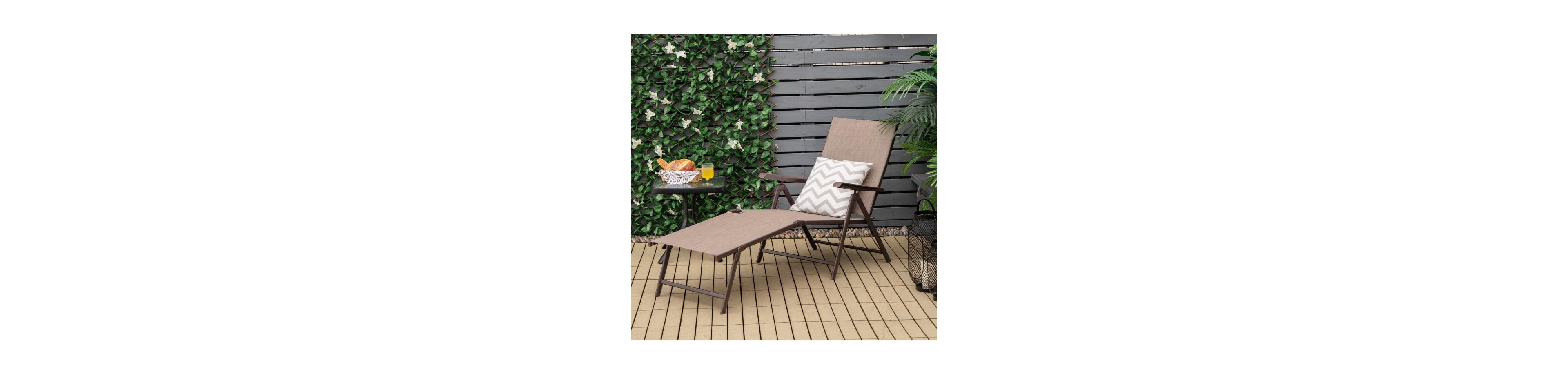Boyel Living 2 Pieces Foldable Chaise Lounge Chair with 2-Position Footrest
