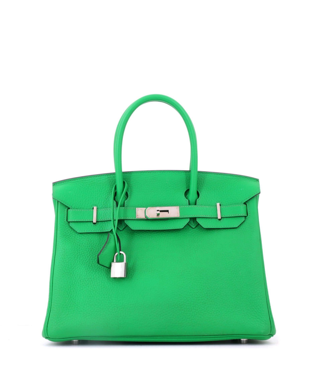 Pre-Owned Hermes Birkin 30 Handbag Green Clemence with Palladium Hardware - Green