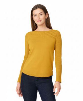 Women's Fine-Gauge Knit Boat Neck Long-Sleeve Sweater