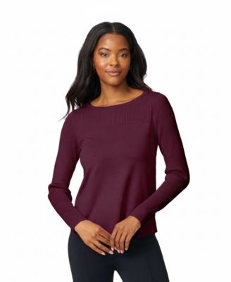 Women's Fine-Gauge Knit Boat Neck Long-Sleeve Sweater