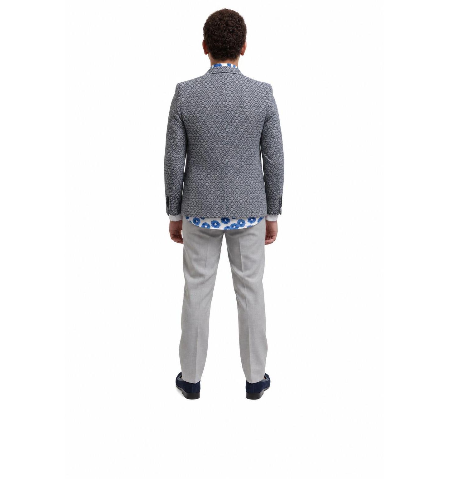 Пиджак Elie Balleh Slim Fit Geometric Brocade Blazer для мальчиков, цвет: Тёмно-синий — фото 3
