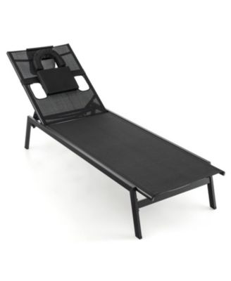 Patio Sunbathing Lounge Chair 5-Position Adjustable Tanning Chair