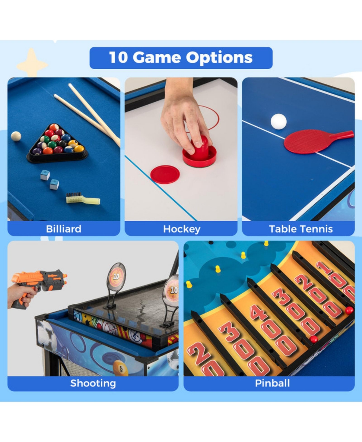 Sugift 10-in-1 Combo Game Table Set for Table Tennis Basketball and Soccer Play