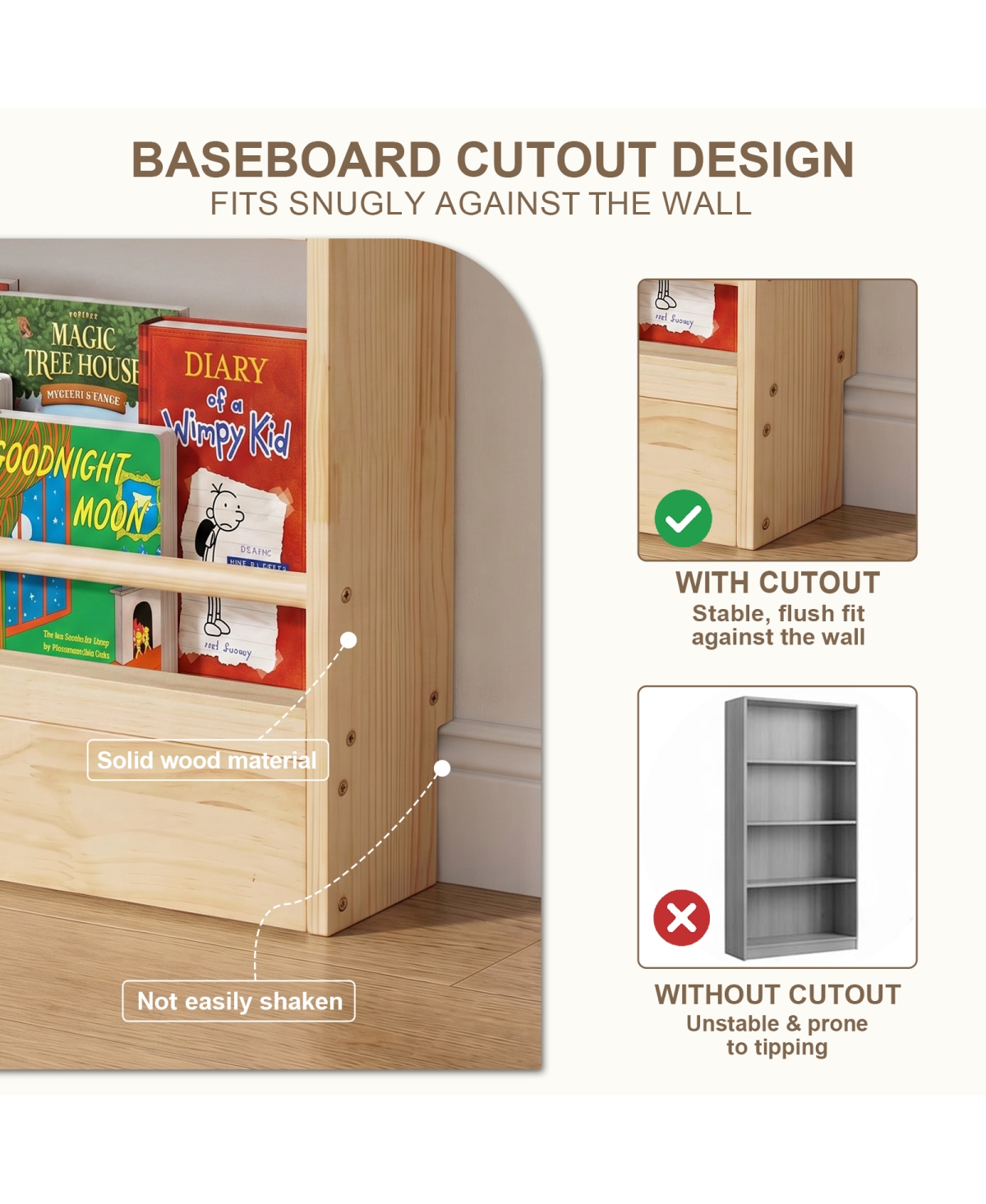 Streamdale Furniture 5-Tier Wooden Behind-the-Door Bookshelf