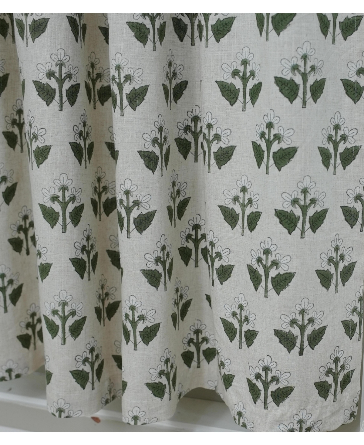 Fabdivine Chahat Handmade Block Print Floral Linen Curtains