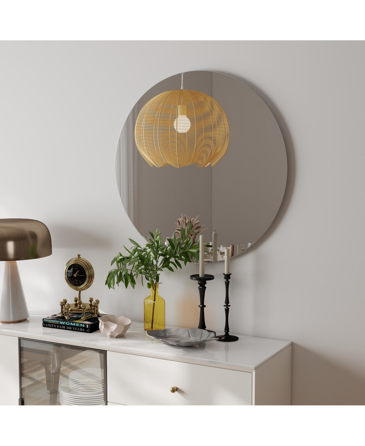 Busdays 70cm Round Bathroom Mirror with Backboard Wall Mount