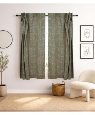 Sonakshi Handmade Floral Block Print Viscose Colored Linen Curtain