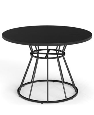 47 Inch Round Dining Table for 4 to 6 with Hourglass Metal Base